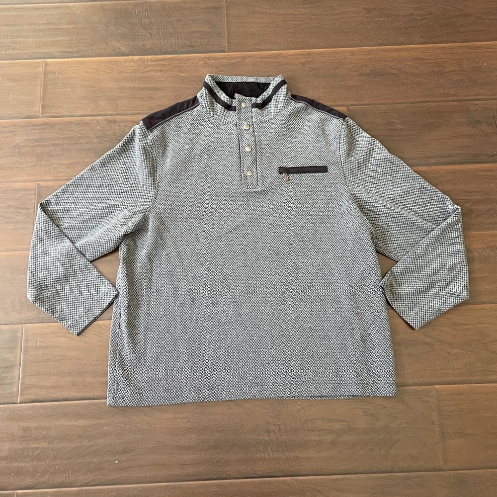 Age of Wisdom Men's Gray Sweater 1/4 Zip Mock Neck Snap Buttons Sz XL NWOT